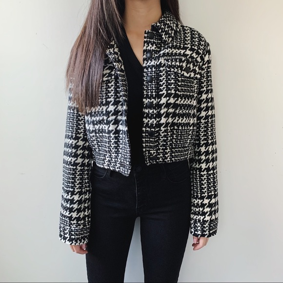 Cropped Houndstooth Jacket Online Deals 